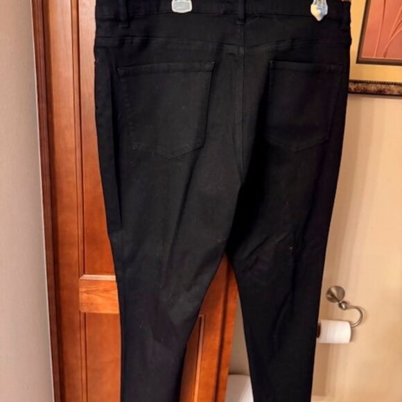 Jet Black Straight Leg Jeans with black crystals covering the entire front - Picture 2 of 6